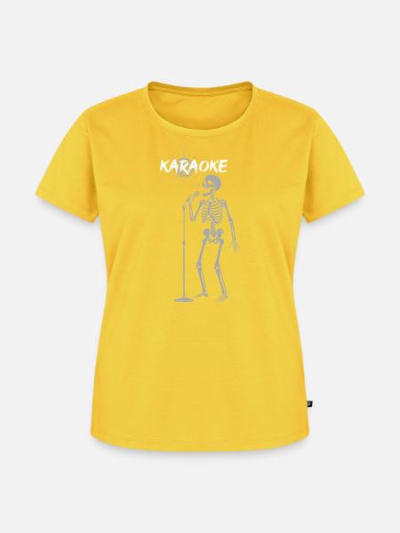 Karaoke-Skelett - Frauen Premium Bio T-Shirt - Sonnengelb