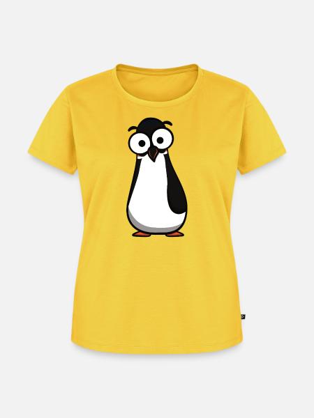Pinguin mit Kulleraugen Cartoon - Frauen Premium Bio T-Shirt - Sonnengelb