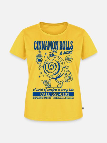 Retro Cinnamon Roll Bakery - Frauen Premium Bio T-Shirt - Sonnengelb