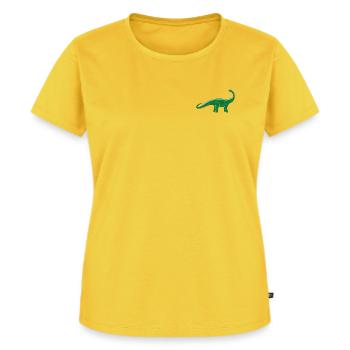 Dino bestickt - Frauen Premium Bio T-Shirt - Sonnengelb - Vorne - AI Model Female 172 dark (172cm)