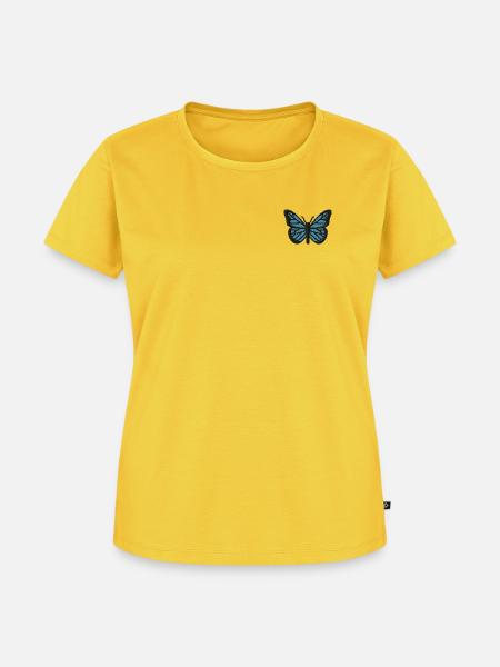 Schmetterling bestickt - Frauen Premium Bio T-Shirt - Sonnengelb