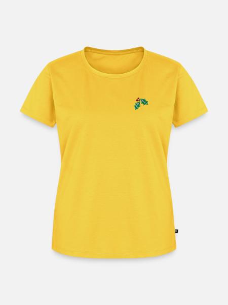 Kornelkirsche bestickt - Frauen Premium Bio T-Shirt - Sonnengelb