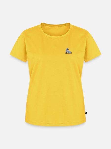 Eislaufschuh bestickt - Frauen Premium Bio T-Shirt - Sonnengelb