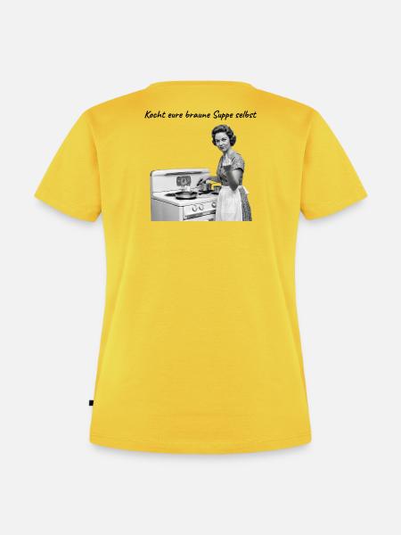 Retro Hausfrau Mittelfinger - Rebellisch - FCK AFD - Frauen Premium Bio T-Shirt - Sonnengelb