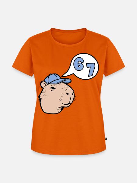 Capybara Six Seven – Antwort 67 - Frauen Premium Bio T-Shirt - Orange