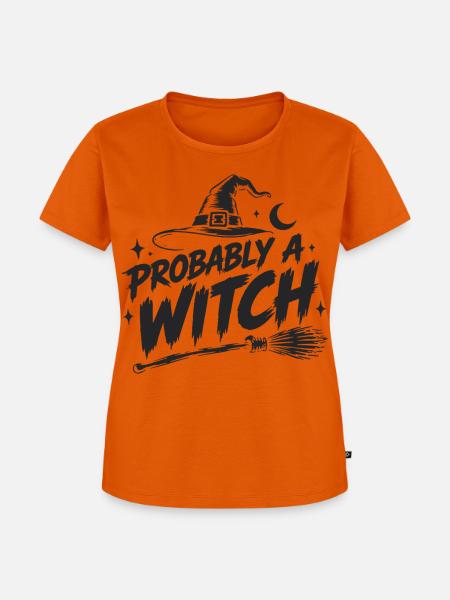 Probably a Witch Halloween Spruch - Frauen Premium Bio T-Shirt - Orange 