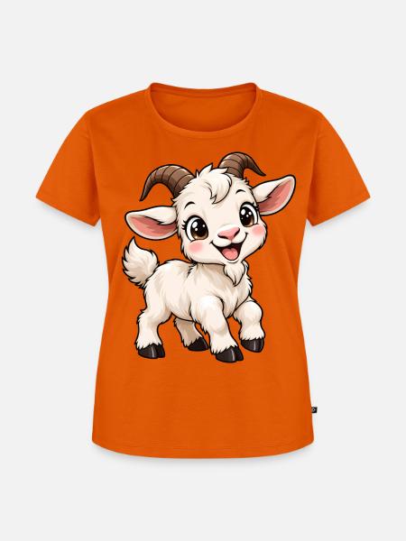 Ziege Kawaii Style – Süßes Bauernhoftier - Frauen Premium Bio T-Shirt - Orange