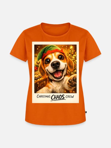 Christmas Chaos Crew Beagle Selfie - Frauen Premium Bio T-Shirt - Orange 