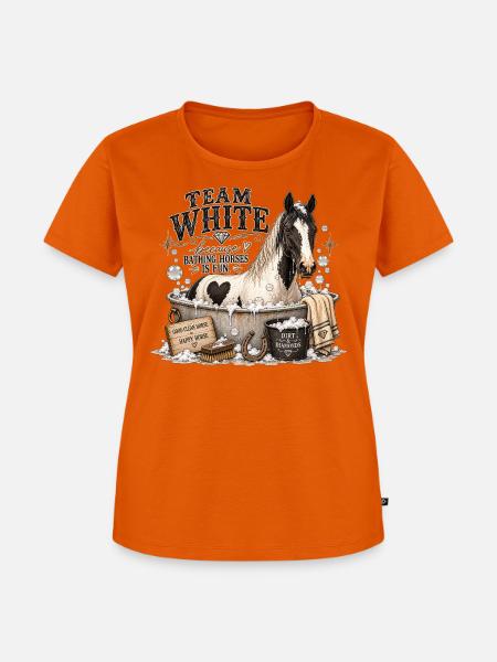 Team Weiß – Pferdebadeclub - Frauen Premium Bio T-Shirt - Orange