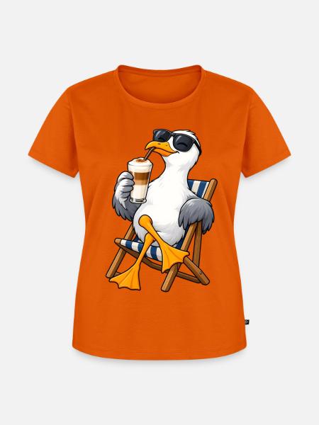 Möwe mit Latte Macchiato - Frauen Premium Bio T-Shirt - Orange