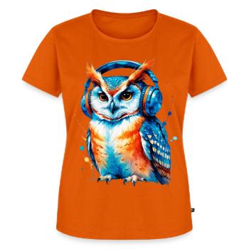 Kopfhörer Eule in Farbenspiel - Frauen Premium Bio T-Shirt - Orange  - Vorne - Selfina (174cm)