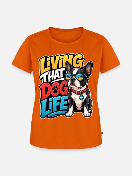 Boston Terrier - Frauen Premium Bio T-Shirt - Orange 