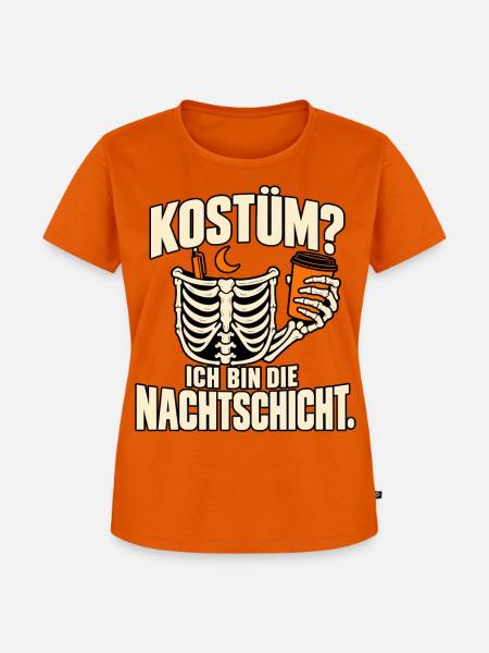 Halloween Nachtschicht Skelett - Frauen Premium Bio T-Shirt - Orange