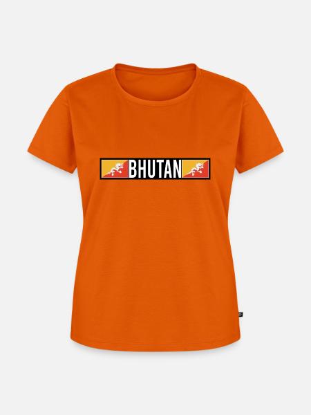 Bhutan Flagge Geschenk - Frauen Premium Bio T-Shirt - Orange 