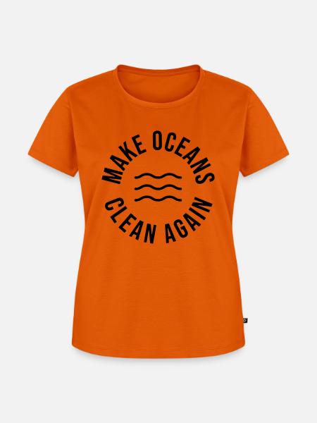 Make Oceans Clean Again - Frauen Premium Bio T-Shirt - Orange 