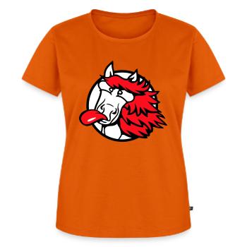 cheval fou langue sortant drôle idiot - T-shirt Premium bio Femme - orange  - Devant - Selfina (174cm)