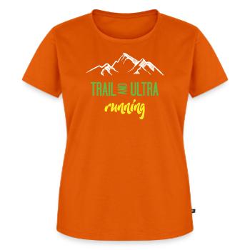 Trail Running und Ultra Running - Frauen Premium Bio T-Shirt - Orange  - Vorne - Selfina (174cm)