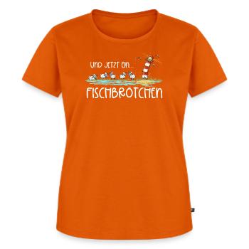 Leuchtturm Fischbrötchen I Nordsee Ostsee Küste - Frauen Premium Bio T-Shirt - Orange  - Vorne - Selfina (174cm)