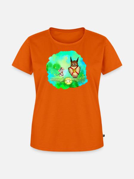 Stern-Sucher Maus und Eule - Frauen Premium Bio T-Shirt - Orange