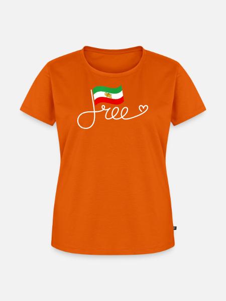 Free Iran Flaggen-Schriftzug - Frauen Premium Bio T-Shirt - Orange 