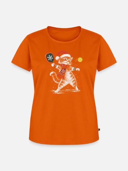 Weihnachtskatze Tennisheld - Frauen Premium Bio T-Shirt - Orange