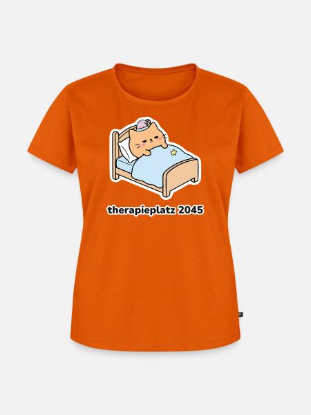 therapieplatz 2045 – Katze im Bett - Frauen Premium Bio T-Shirt - Orange 