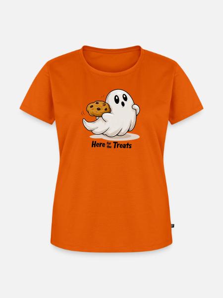 Geist mit Cookie Halloween - Frauen Premium Bio T-Shirt - Orange 