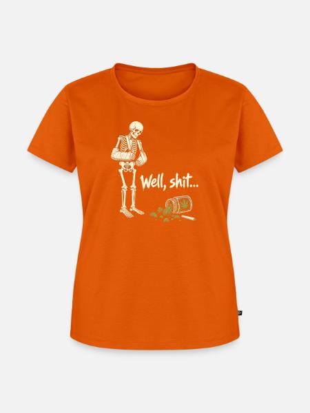 Skelett mit Cannabis-Spruch - Frauen Premium Bio T-Shirt - Orange
