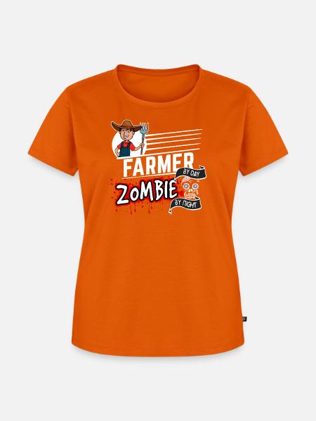Farmer by day Zombie by night - Bauer - Frauen Premium Bio T-Shirt - Orange 