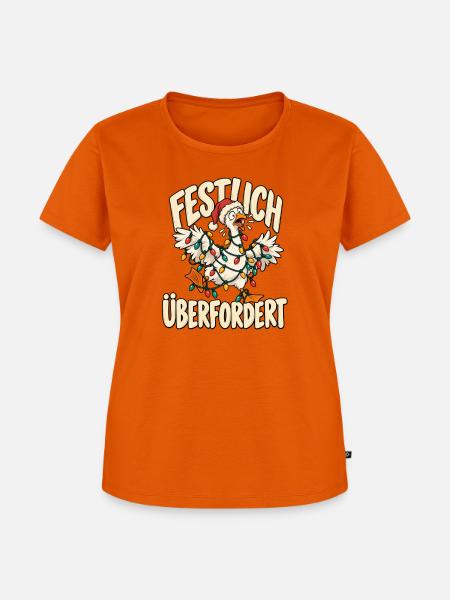Weihnachtsgans - Festlich Überfordert  - Frauen Premium Bio T-Shirt - Orange 