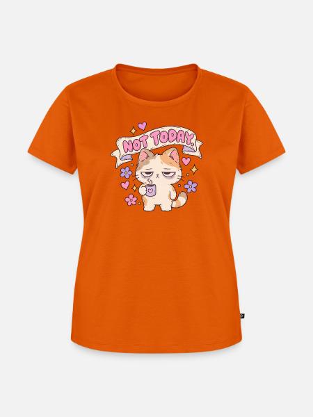 Not Today Katze mit Latte Banner - Frauen Premium Bio T-Shirt - Orange 
