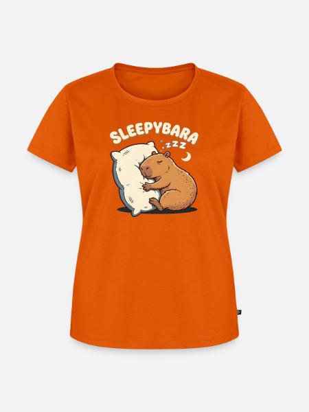 Sleepybara Capybara Umarmt Kissen Schlafmütze - Frauen Premium Bio T-Shirt - Orange