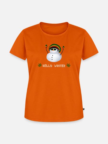 Hello Winter - Rasta Schneemann - Frauen Premium Bio T-Shirt - Orange 