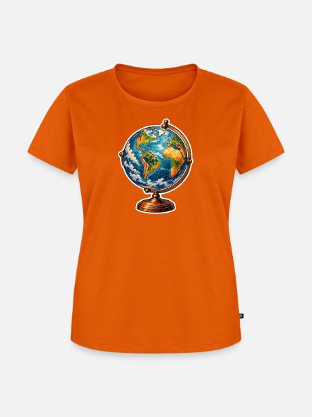 Weltkugel Retrostand - Frauen Premium Bio T-Shirt - Orange