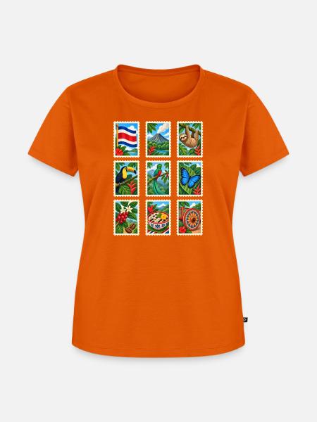 Costa Rica Briefmarken - Frauen Premium Bio T-Shirt - Orange 