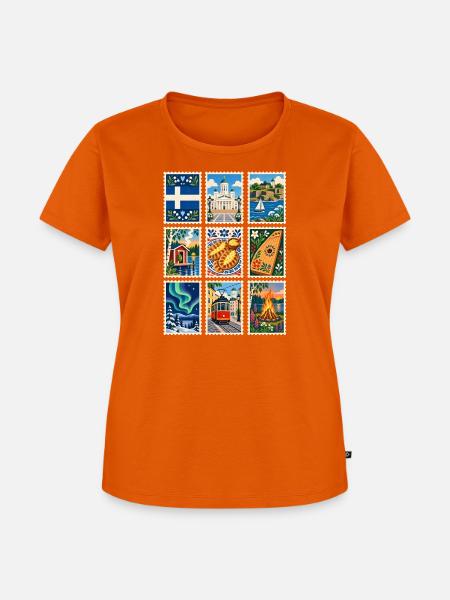 Finnland Briefmarken - Frauen Premium Bio T-Shirt - Orange