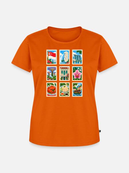 Singapur Briefmarken - Frauen Premium Bio T-Shirt - Orange 