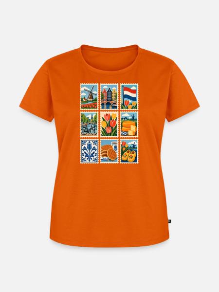 Niederlande Briefmarken - Frauen Premium Bio T-Shirt - Orange 