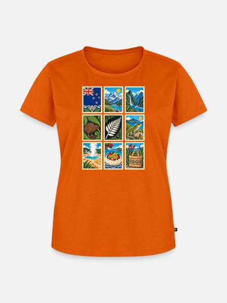 Neuseeland Briefmarken - Frauen Premium Bio T-Shirt - Orange 