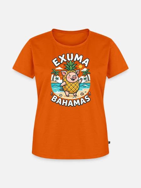 Exuma Bahamas Ananas Schwein - Frauen Premium Bio T-Shirt - Orange