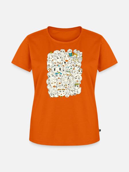 Gesichter auf und über Gesichter - Frauen Premium Bio T-Shirt - Orange
