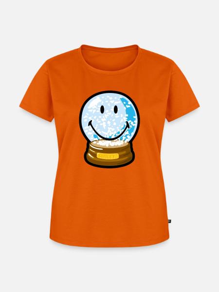 Smiley Snow Globe - Frauen Premium Bio T-Shirt - Orange