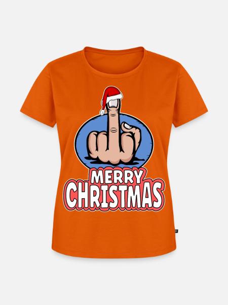 Merry Christmas Mittelfinger Stinkefinger  - Frauen Premium Bio T-Shirt - Orange 