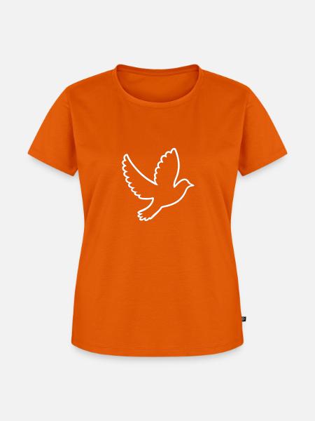 Weiße Taube-Umriss-Emblem - Frauen Premium Bio T-Shirt - Orange 