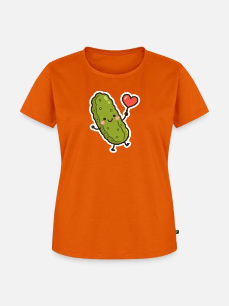 Kuschelige Gurke mit Herz - Frauen Premium Bio T-Shirt - Orange 