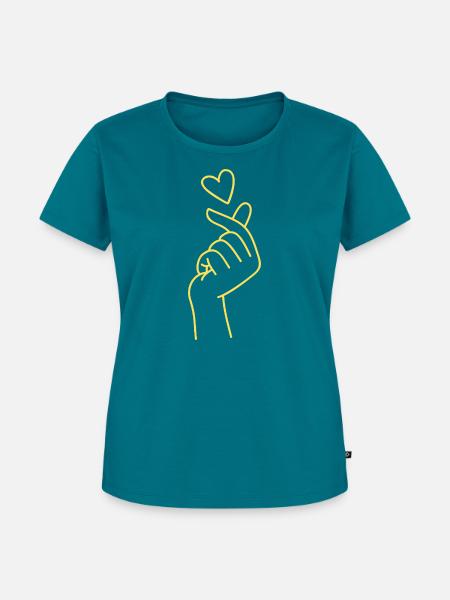 Goldenes Herz-Handzeichen - Frauen Premium Bio T-Shirt - Petrol