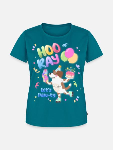 Hurra Hund Party Design - Frauen Premium Bio T-Shirt - Petrol