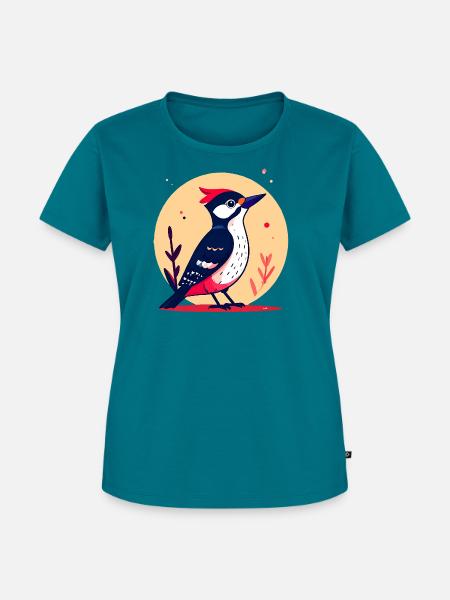 Buntspecht mit roter Haube - Frauen Premium Bio T-Shirt - Petrol
