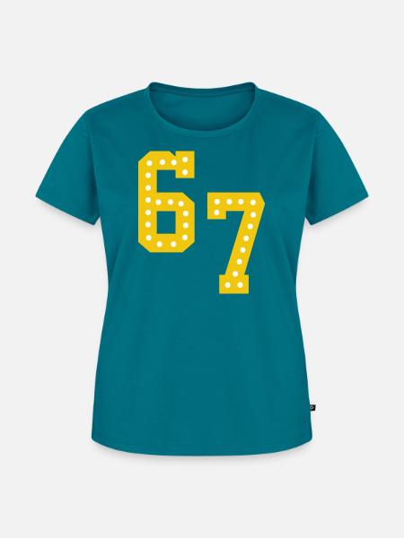 Gelbe Zahlenlichter 6 7 - Frauen Premium Bio T-Shirt - Petrol
