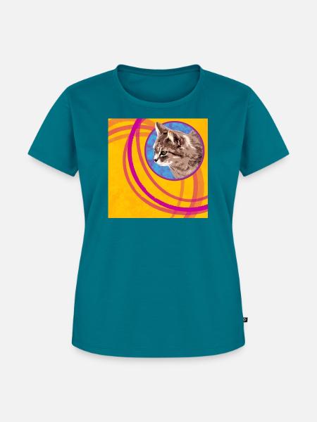 Katzengesicht Pop Art Kreis - Frauen Premium Bio T-Shirt - Petrol